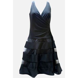 Ralph Lauren LRL Black A-Line Dress Tulle Accent Size 6 Formal Party Cocktail